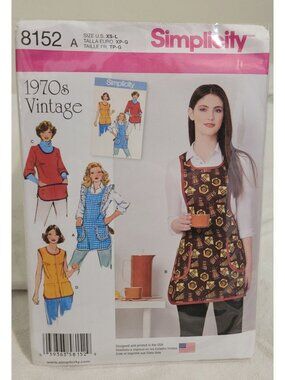 1970s Vtg Simplicity Reproduction 8152 Apron Sewing Pattern Misses Sizes XS-L 14